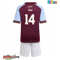 Camiseta Aston Villa Pau Torres #14 Primera Equipación para niños 2025-26 manga corta (+ pantalones cortos)